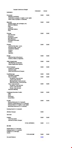 conference budget spreadsheet template