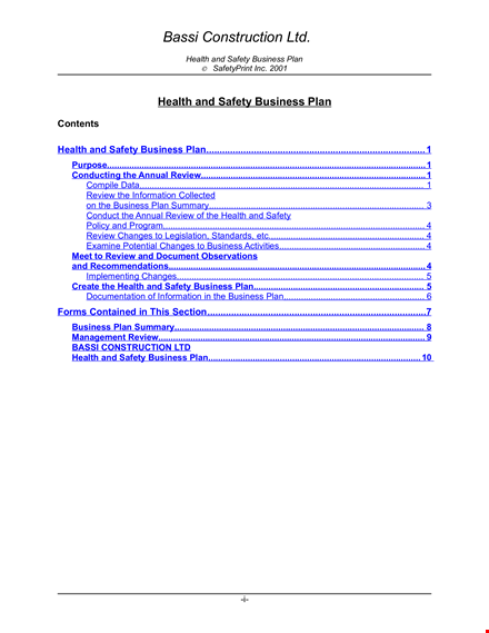 safety consulting business plan template template