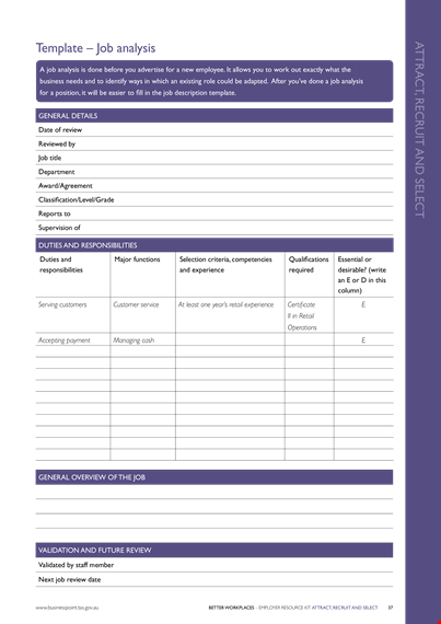 recruitment job analysis form template