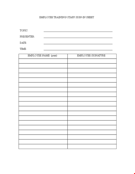 employee training sign in sheet template | manage employee and staff training effortlessly template