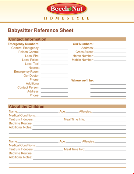 emergency contact numbers - local & additional | reference page template template