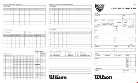 official scorecard template