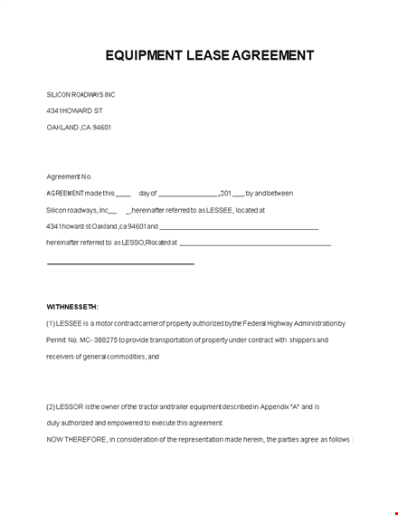equipment lease agreement - create a strong agreement & protect your interests template