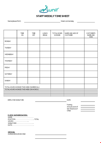 staff weekly time sheet template template