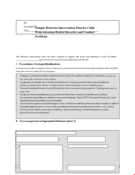 effective classroom management plan for child behavior and learning success template