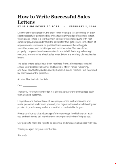 sales letter template - write persuasive sales letters and boost sales template