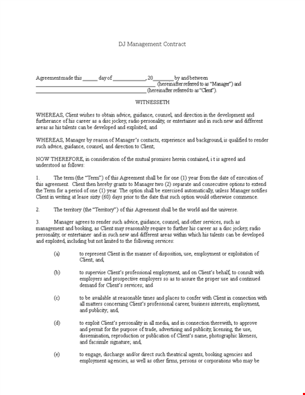dj management contract template