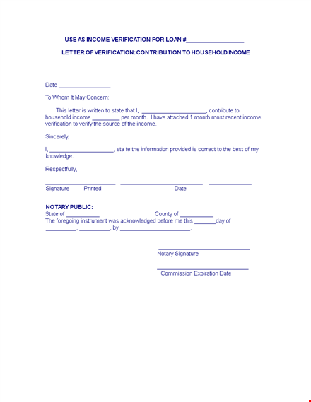 income verification letter | state-verified document for household income template