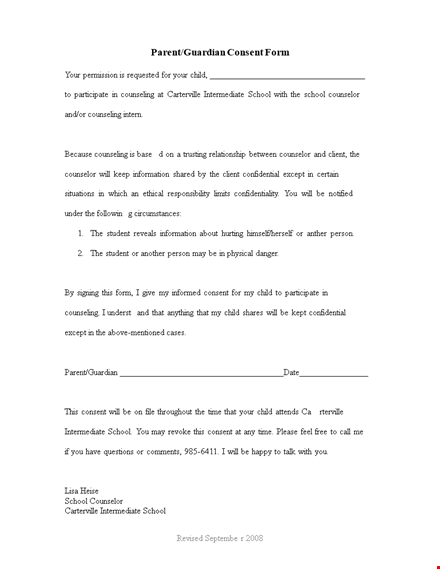 get a parental consent form template for school counseling sessions template