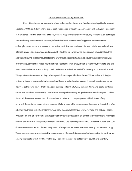 college scholarship essay sample template