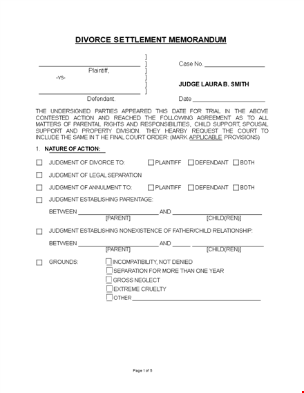 create a custom divorce agreement - save time and money template