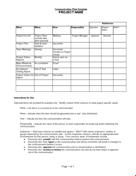 effective communication plan template for project - keep everyone responsible and informed template
