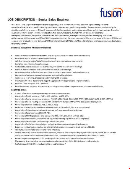 sales engineer job description - drive sales with expert product knowledge template