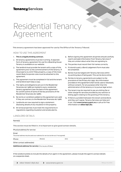 residential tenancy agreement template