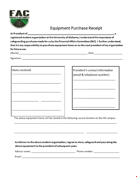 equipment purchase template