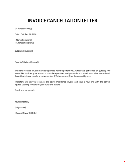 invoice cancellation letter template
