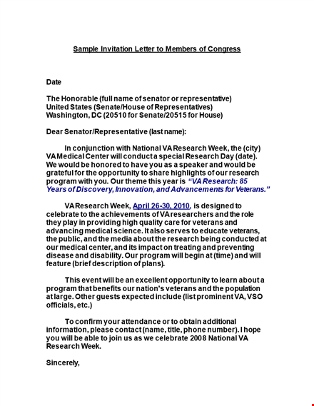 invitation letter for medical research studies | veterans welcome template
