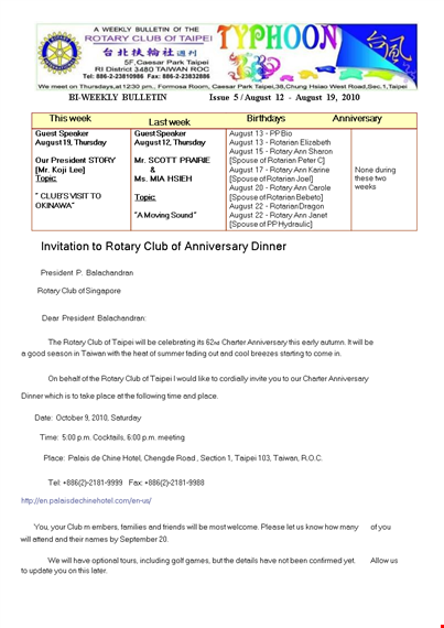 professional dinner invitation letter template