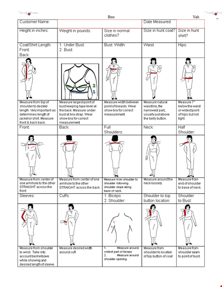clothing measurement template