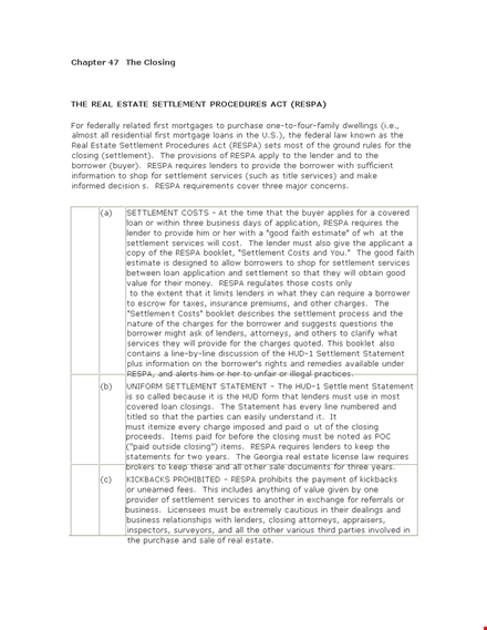 commercial settlement statement example template