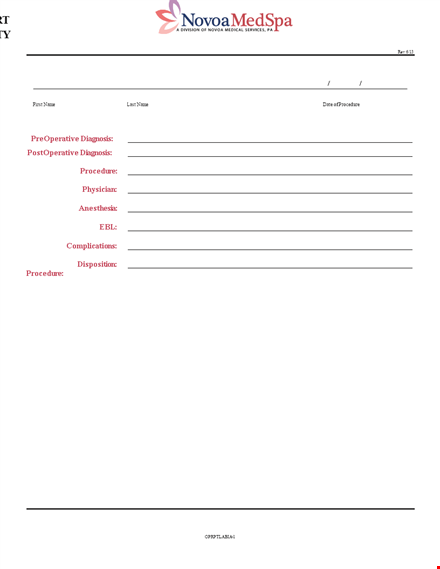 example of operative report template