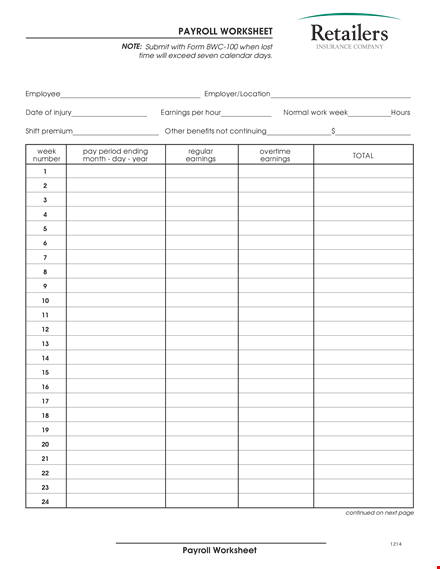 payroll template | efficient worksheet for calculating earnings template