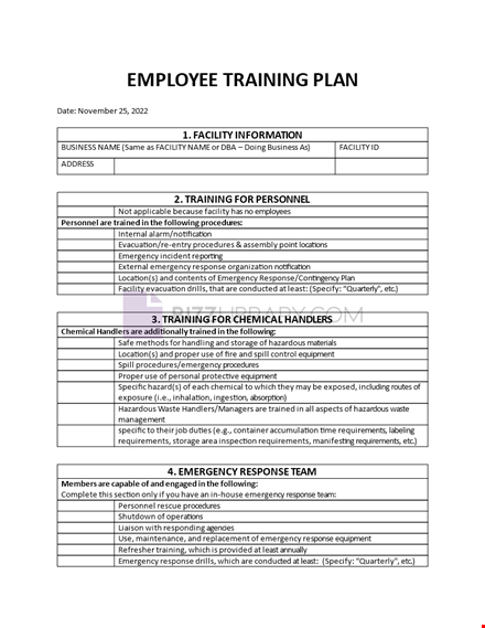 employee training plan template