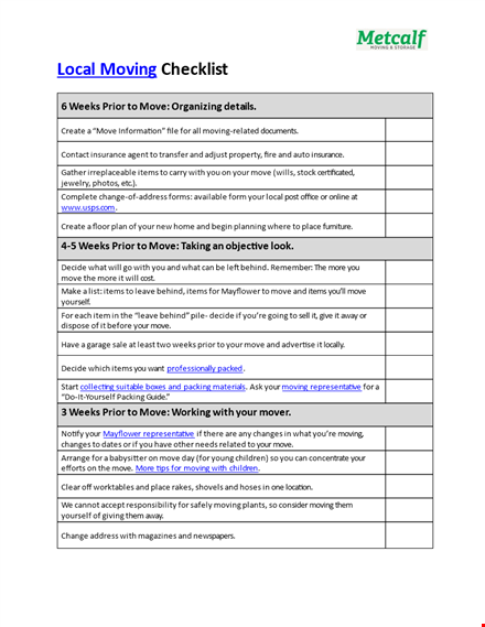 local moving checklist template: ensure a smooth move with our handy checklist template