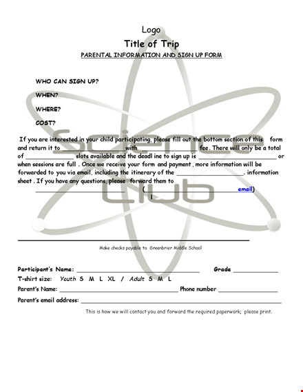 get a permission slip quickly and easily - all required information included template