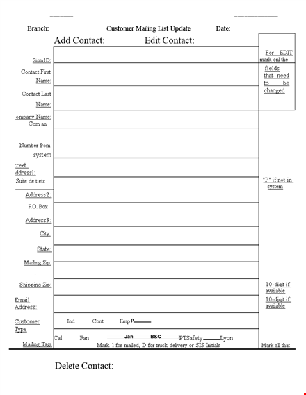 customer mailing list template template