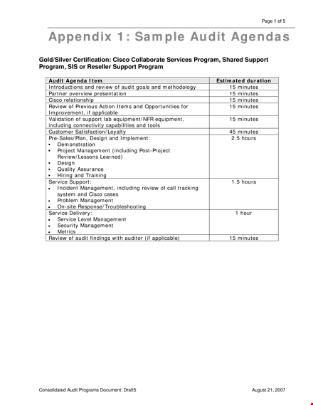 sample audit agenda template