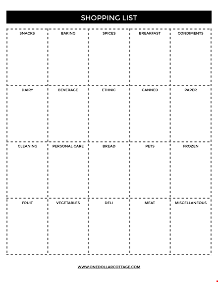 printable blank shopping list template