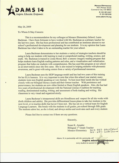 letter of recommendation example template