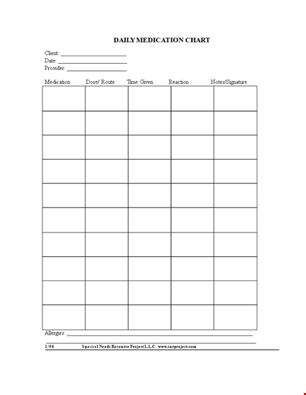 medication time chart template | easy daily medication tracking for clients template