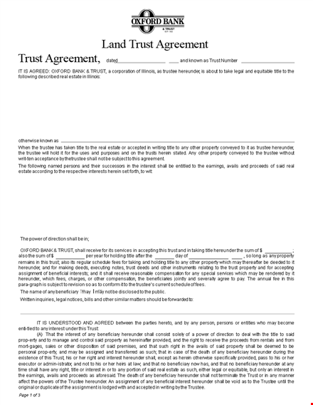 create a secure trust with our trust agreement and skilled trustees template