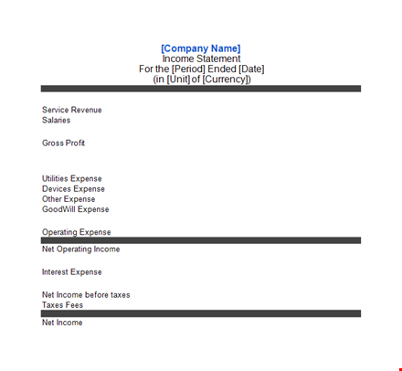free income statement template | track your business income, expenses & taxes template