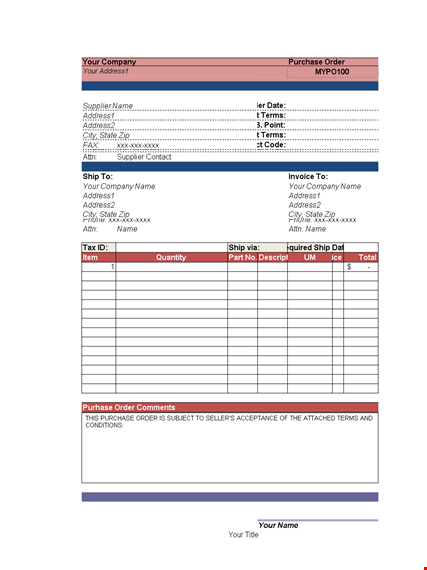 company purchase order | easy order management template