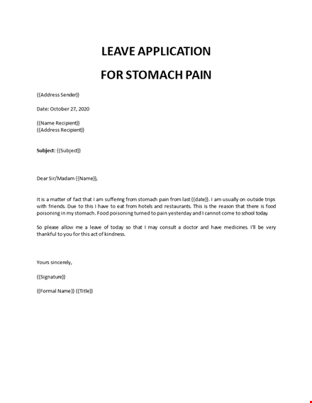 leave application stomach pain template