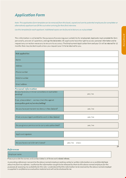 employment application template - get the essential employer information template