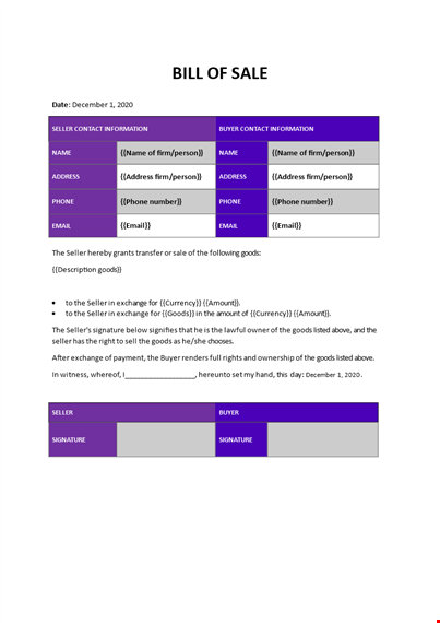 bill of sale template