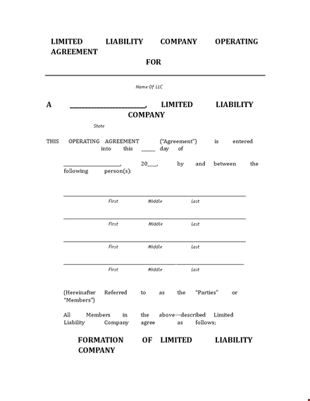 llc operating agreement template for your members template