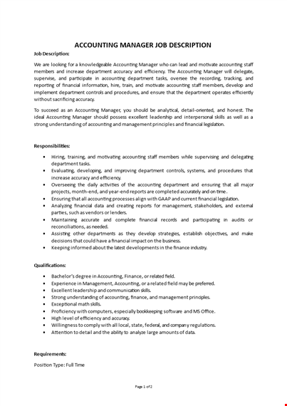 accounting manager job description template