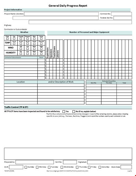 daily progress report template template