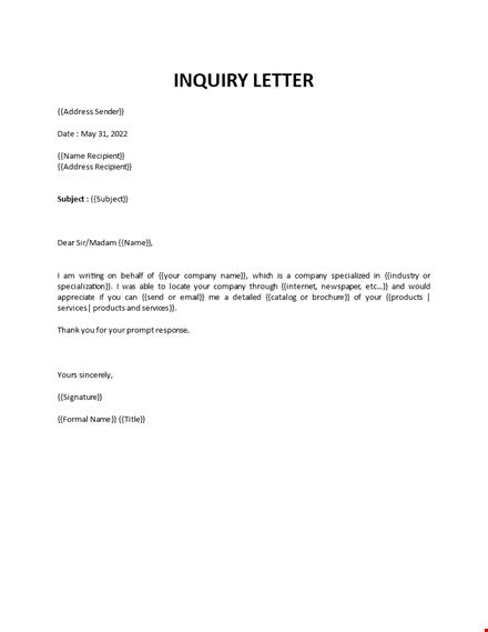 letter of inquiry template