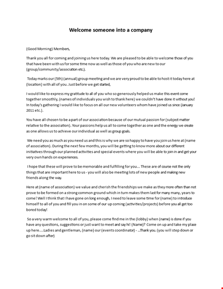 short welcome speech template