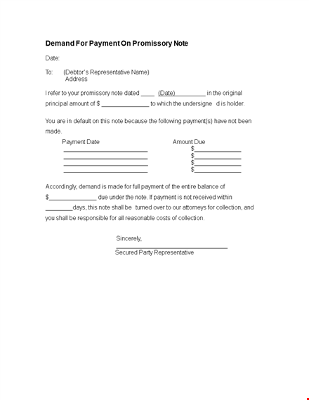 effective demand letter template for payment & promissory template