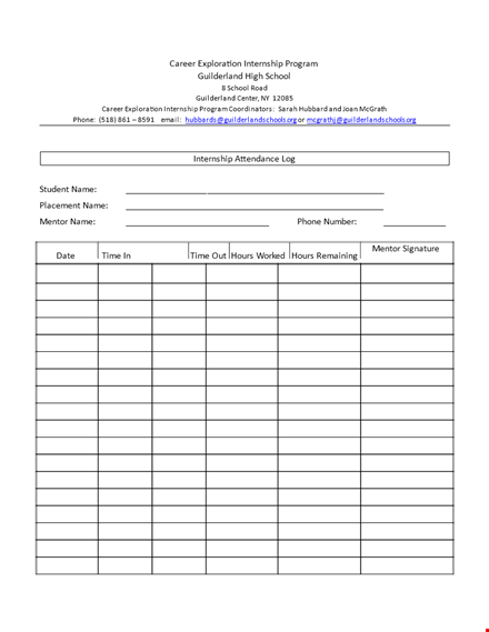 internship attendance log template - track your progress and stay organized in your internship template