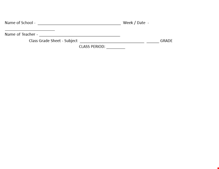 printable grade sheet for school class and grade template