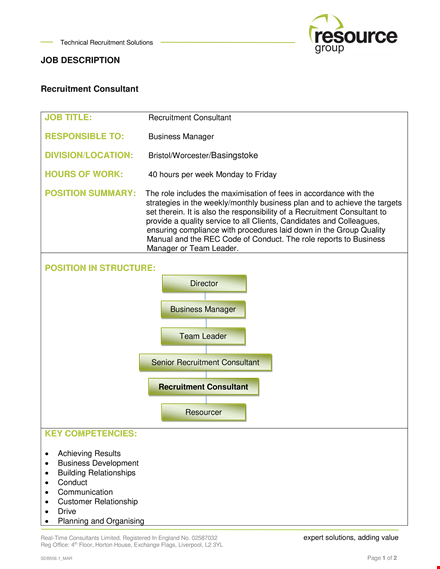 recruitment consultant job description template