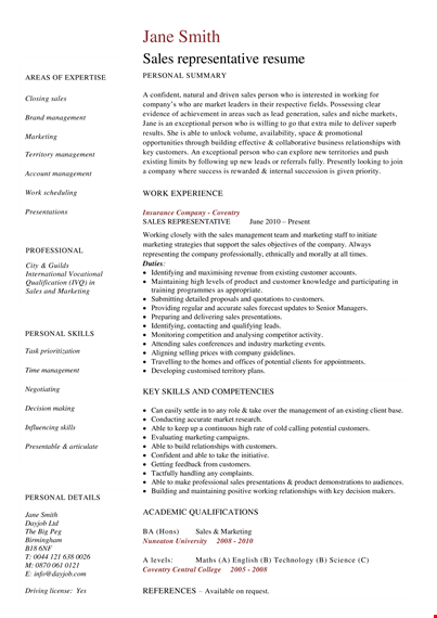 customer sales representative resume - marketing, company, sales, management template